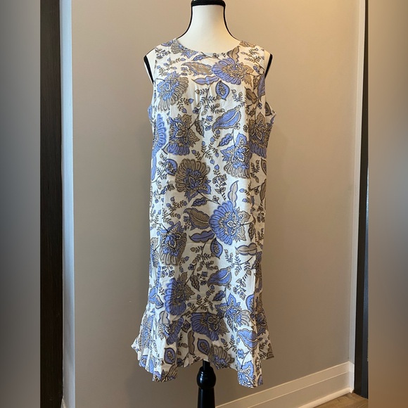 Tommy Hilfiger linen blend A line sleeveless floral dress EUC - Picture 1 of 10